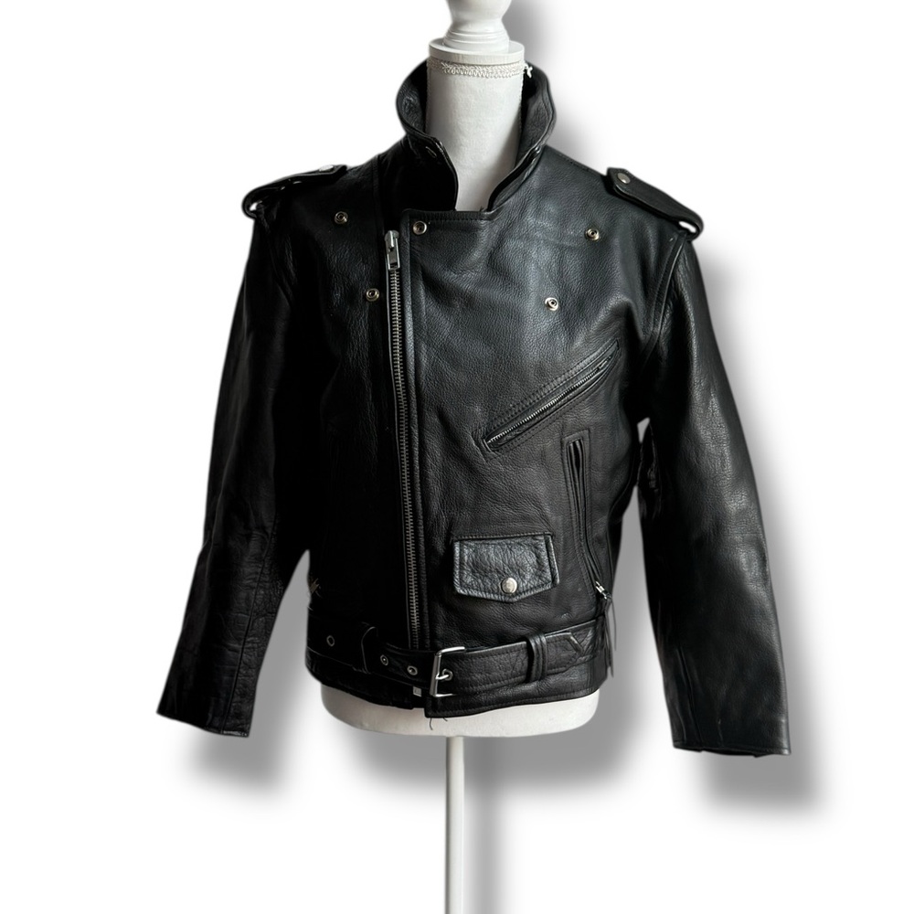 Men's Black Leather Bomber Jacket